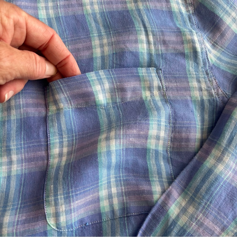 Faherty Linen Shirt Laguna Summer Plaid - Picture 9 of 11